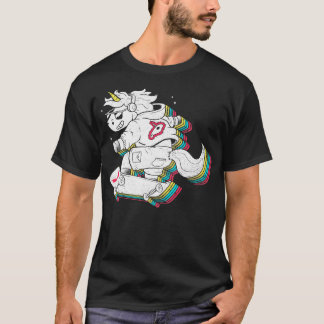 Rainbow Skate Unicorn Cute Sparkle Skater Xmas Gif T-Shirt