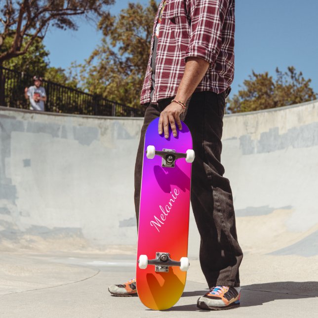 Rainbow Skateboard with Custom Name Text (Outdoor 2)