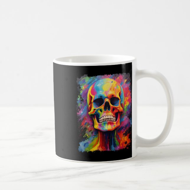 Rainbow Skeleton Anatomy Scary Halloween  Coffee Mug (Right)