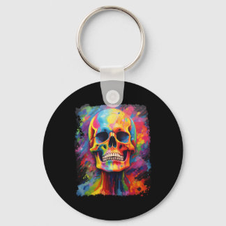 Rainbow Skeleton Anatomy Scary Halloween  Keychain