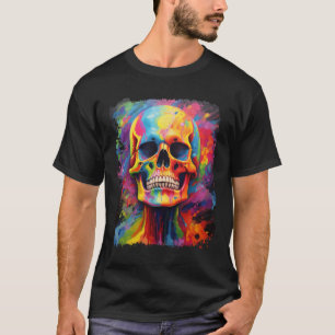 Rainbow Skeleton Anatomy Scary Halloween  T-Shirt
