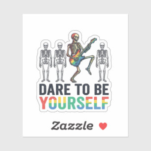 Rainbow Skeleton Dare to Be Yourself Vector Design