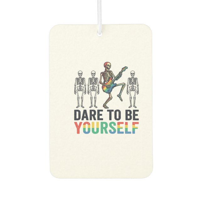 Rainbow Skeleton Dare to Be Yourself Vector Design Air Freshener (Front)