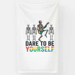 Rainbow Skeleton Dare to Be Yourself Vector Design Banner
