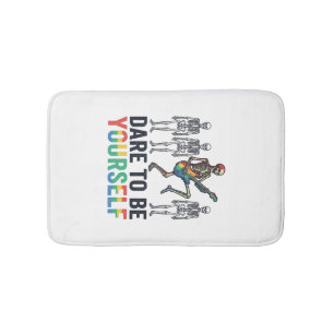 Rainbow Skeleton Dare to Be Yourself Vector Design Bath Mat