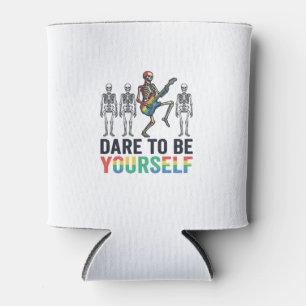 Rainbow Skeleton Dare to Be Yourself Vector Design Can Cooler