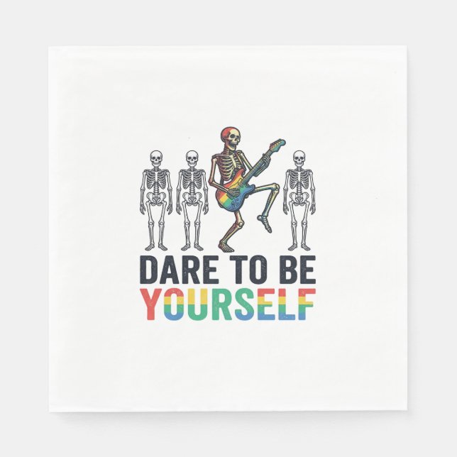 Rainbow Skeleton Dare to Be Yourself Vector Design Napkin (Front)