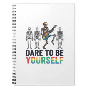 Rainbow Skeleton Dare to Be Yourself Vector Design Notebook