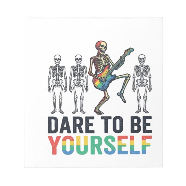 Rainbow Skeleton Dare to Be Yourself Vector Design Notepad (Front)