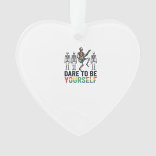 Rainbow Skeleton Dare to Be Yourself Vector Design Ornament