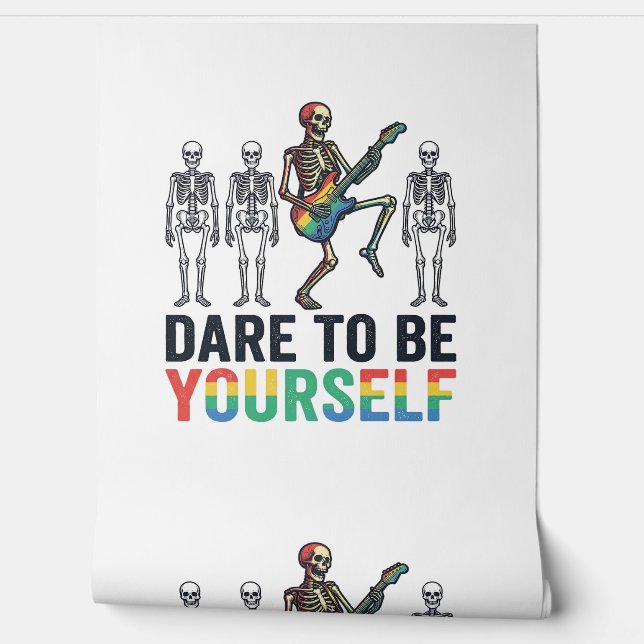 Rainbow Skeleton Dare to Be Yourself Vector Design Wallpaper (Unrolling)