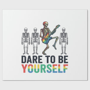 Rainbow Skeleton Dare to Be Yourself Vector Design Wrapping Paper