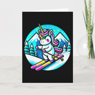 Rainbow Skiing Unicorn Kawaii Ski Cute Pastel Soft Card