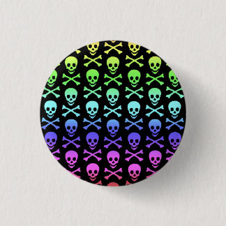 Rainbow Skull and Crossbones 1 Inch Round Button