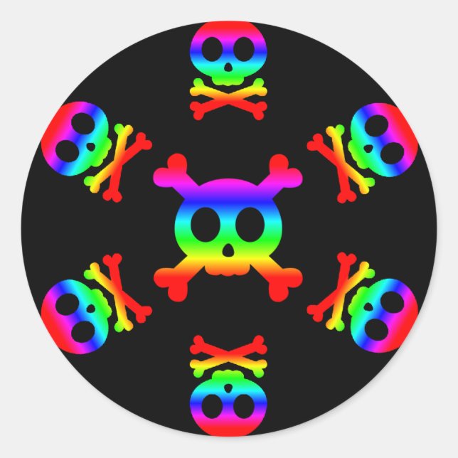 Rainbow Skull and Crossbones sticker (Front)