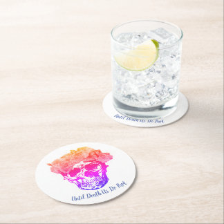Rainbow Skull Round Paper Coaster