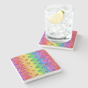Rainbow Skulls Gay Pride Flag Colours Stone Coaster