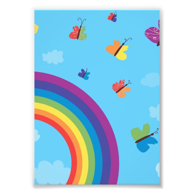 Rainbow Sky Butterflies Photo Print (Front)