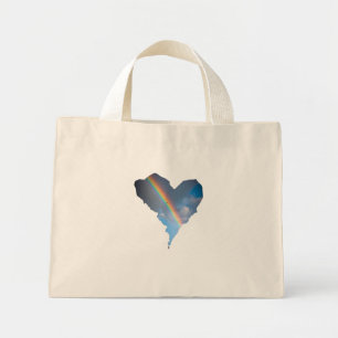 Rainbow Sky Heart Tote Bag   Dreamy Nature Canvas 