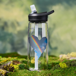Rainbow Sky Heart Tote Bag   Dreamy Nature Canvas  Water Bottle