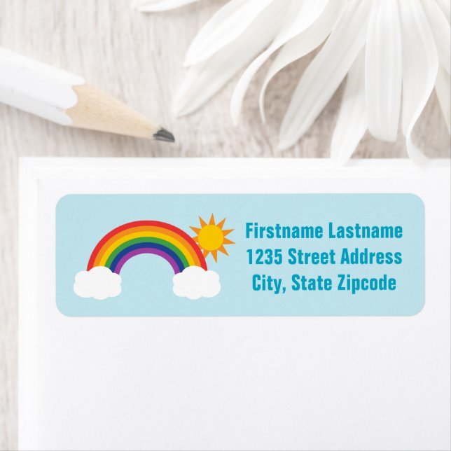 Rainbow Sky Light Blue Return Adresse (En situation)