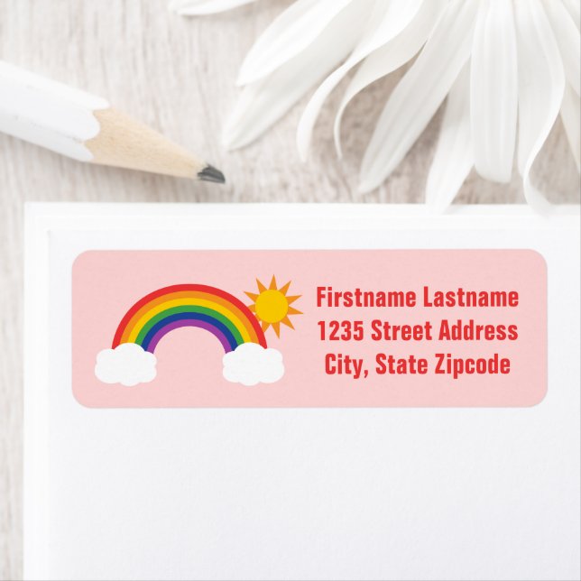 Rainbow Sky Light Rose Adresse de retour (En situation)
