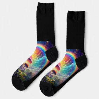 Rainbow Sky Mushroom  Socks