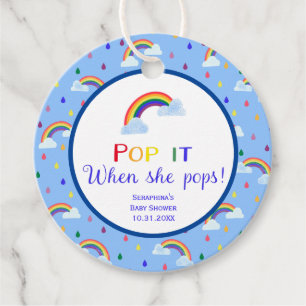 Rainbow Sky Pop It When She Pops Baby Shower Favour Tags