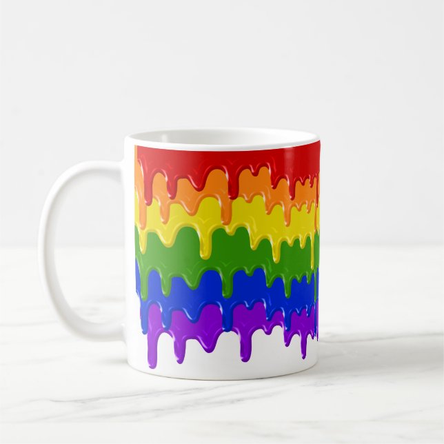 Rainbow Slime Paint Drips Colourful Coffee Mug (Left)