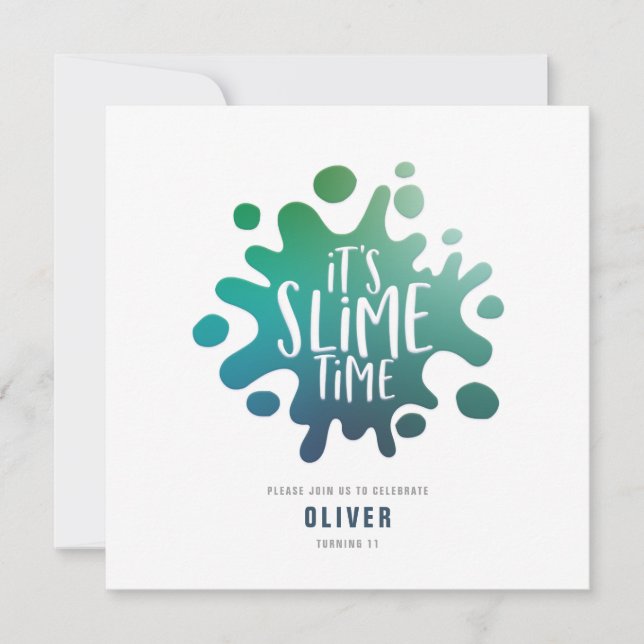 Rainbow slime party invitation (Front)