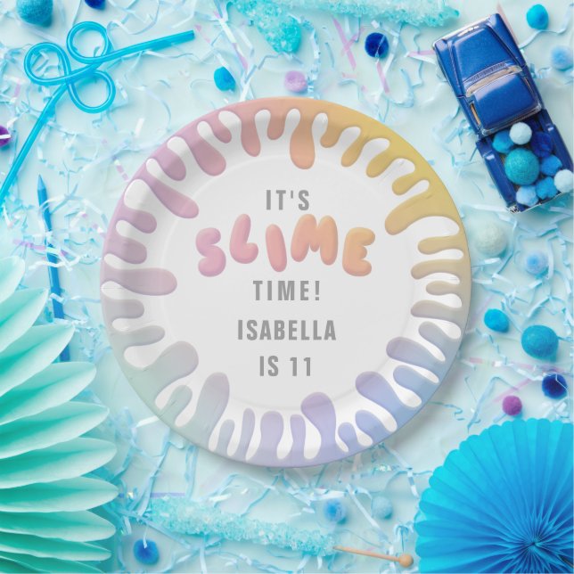 Rainbow slime party paper plate (Party)