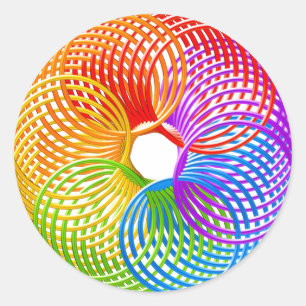 RAINBOW SLINKY RING CLASSIC ROUND STICKER
