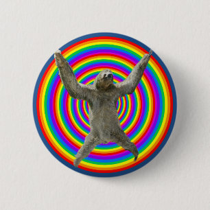 Rainbow Sloth 2 Inch Round Button