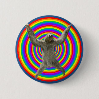 Rainbow Sloth 2 Inch Round Button