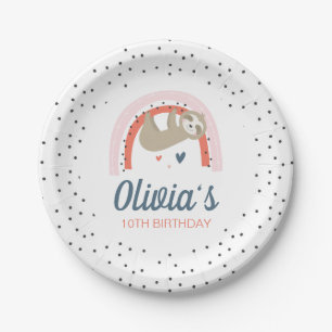 Rainbow Sloth Birthday Party Plates