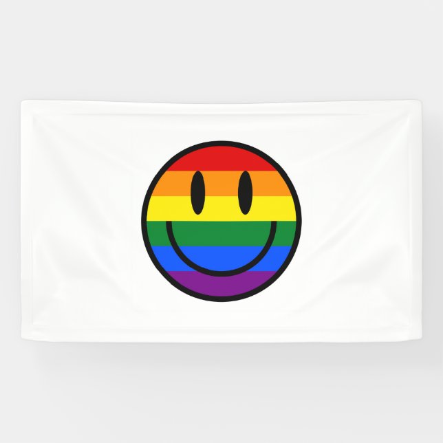 Rainbow Smiley Face Banner (Horizontal)