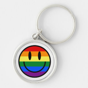 Rainbow Smiley Face Keychain