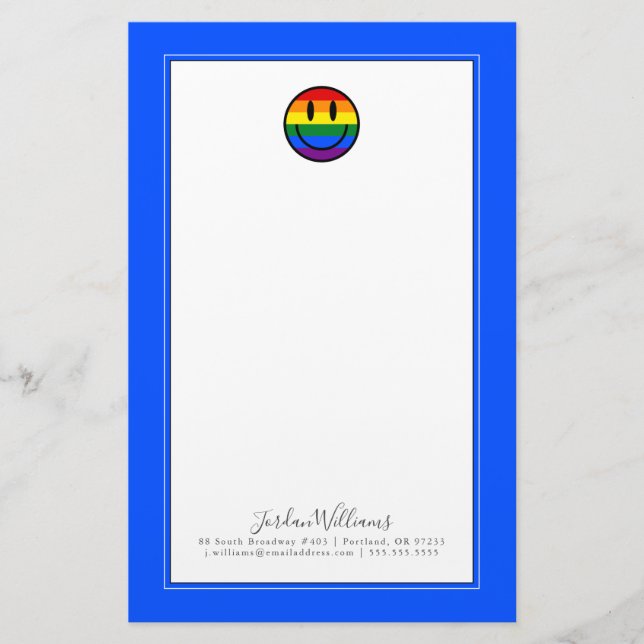 Rainbow Smiley Face Stationery (Front)