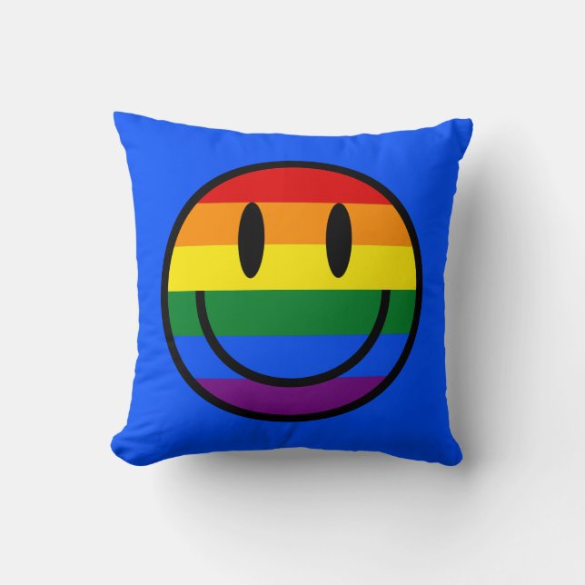 Rainbow Smiley Face Throw Pillow (Front)