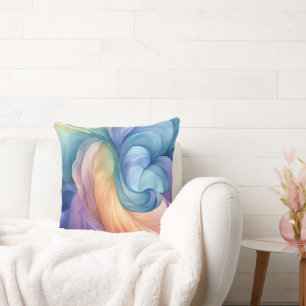 Rainbow smoke swirl pattern throw pillow