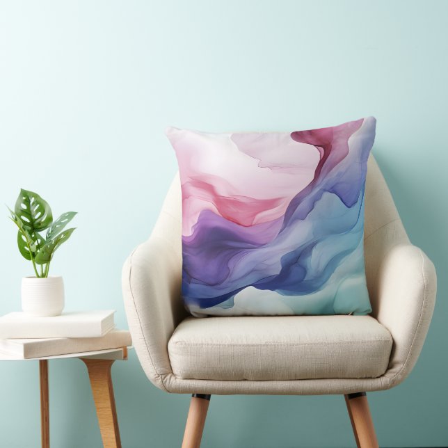 Rainbow smoke swirl pattern throw pillow (Chair)