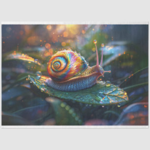 Rainbow Snail on Leaf Decoupage Tissue Paper