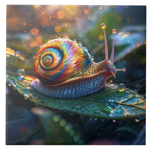 Rainbow Snail on Leaf Tile (Front)
