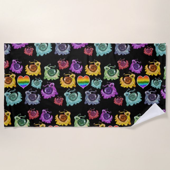 Rainbow Snails  Beach Towel (Front)