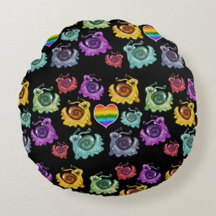 Rainbow Snails  Round Pillow