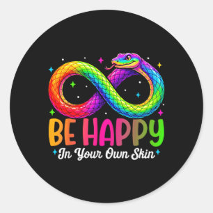 Rainbow Snake Be Happy Autism Awareness Design Classic Round Sticker