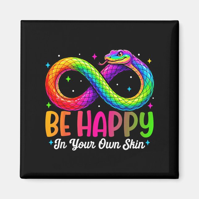 Rainbow Snake Be Happy Autism Awareness Design Magnet (Front)