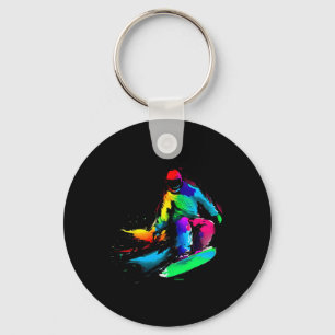 Rainbow Snowboard Slide  Keychain