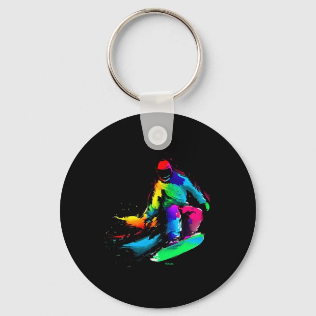 Rainbow Snowboard Slide  Keychain (Front)