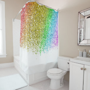 Rainbow Snowcone Glitter Shower Curtain